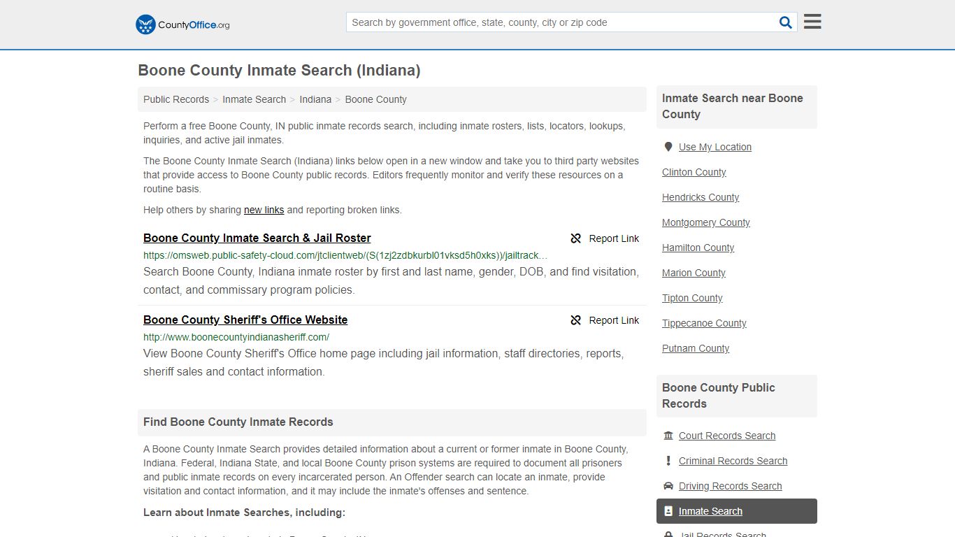 Inmate Search - Boone County, IN (Inmate Rosters & Locators)